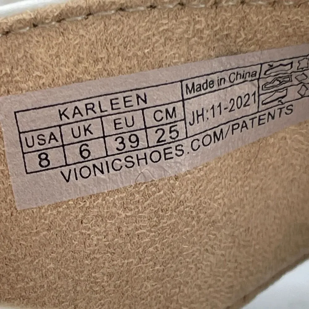 Vionic Karleen Sandals Womens Size 8 White Leather Casual Comfort Walking Shoes